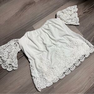 White House Black Market White Lace Blouse
